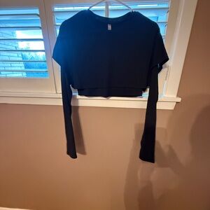 FP Movement by Free People Black Long Sleeve Crop Top